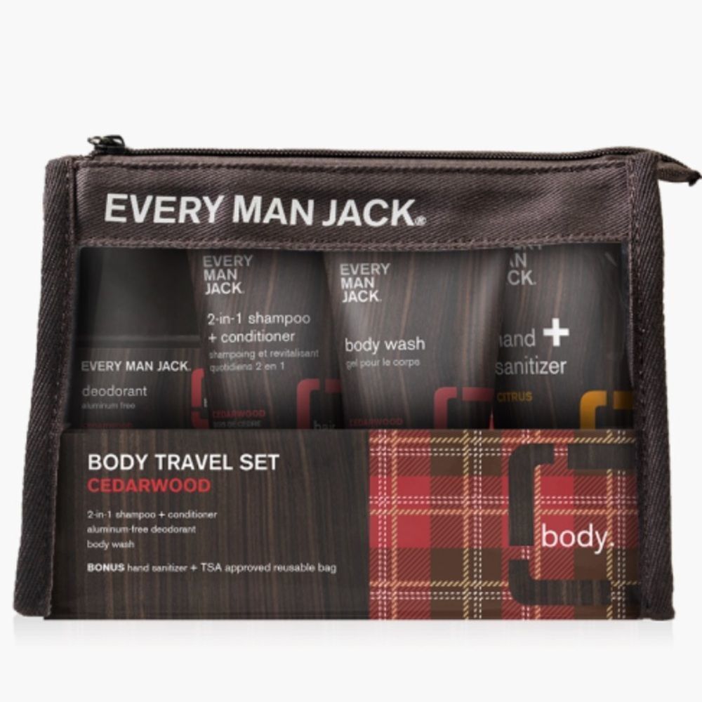 NWT Every Man Jack Cedarwood Body Travel Gift Set